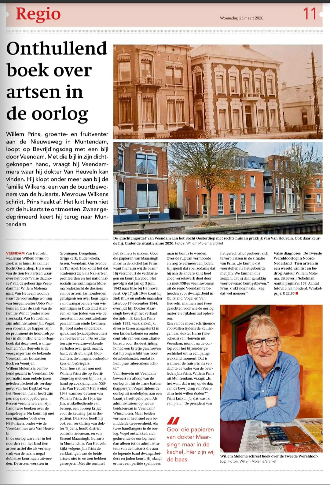 Artikel over Valse diagnoses in de regionale krant van Veendam